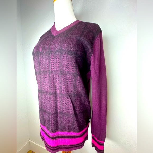 Armani Exchange Purple Cashmere V-Neck Sweater US M - Picture 1 of 5